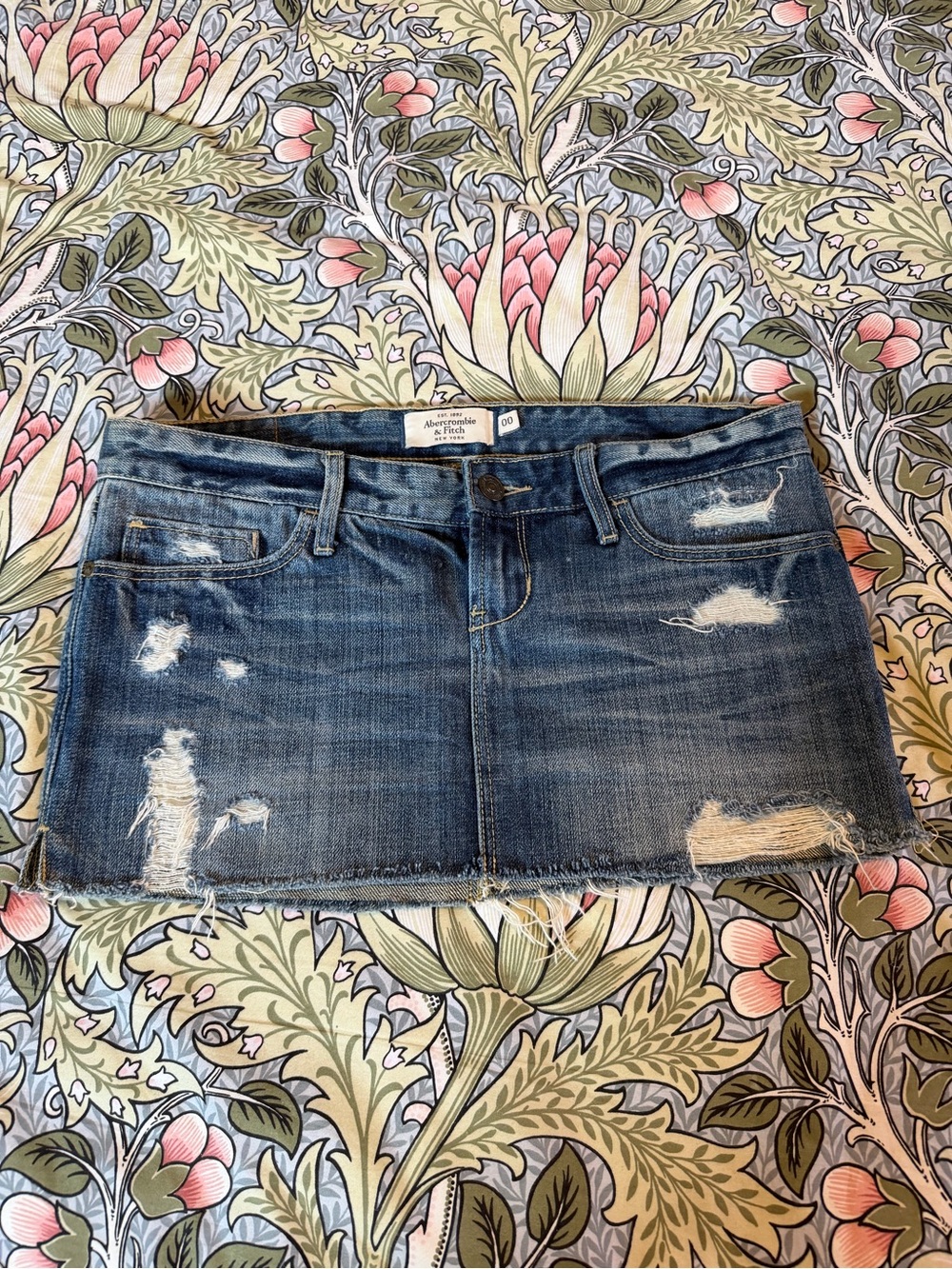 Abercrombie & Fitch Distressed Denim Mini Skirt - Blue